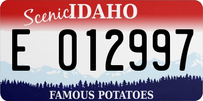 ID license plate E012997