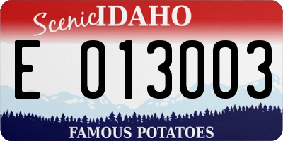 ID license plate E013003