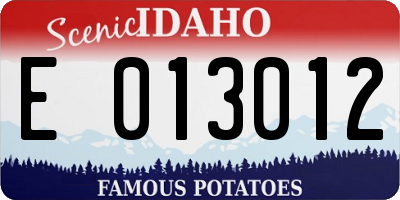 ID license plate E013012