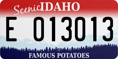 ID license plate E013013
