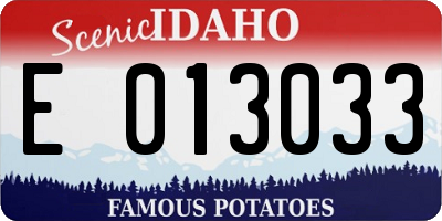 ID license plate E013033