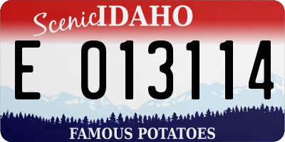 ID license plate E013114