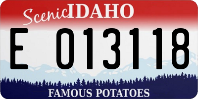 ID license plate E013118