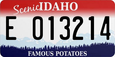 ID license plate E013214