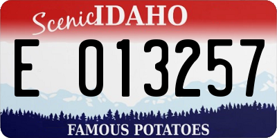 ID license plate E013257