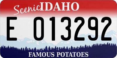 ID license plate E013292