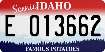 ID license plate E013662