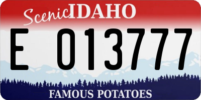 ID license plate E013777