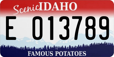 ID license plate E013789