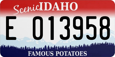ID license plate E013958