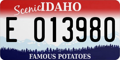 ID license plate E013980