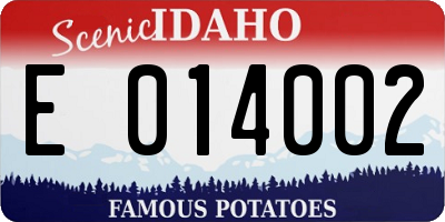 ID license plate E014002