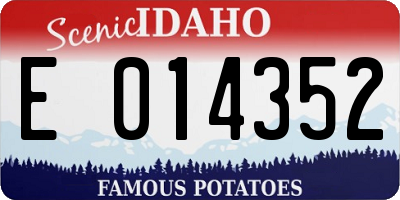 ID license plate E014352