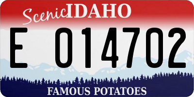 ID license plate E014702