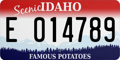 ID license plate E014789