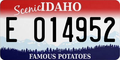 ID license plate E014952