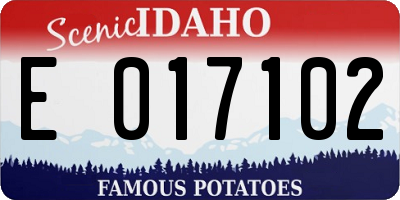 ID license plate E017102