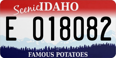 ID license plate E018082