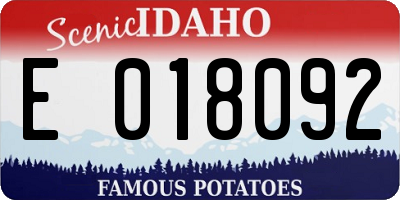 ID license plate E018092