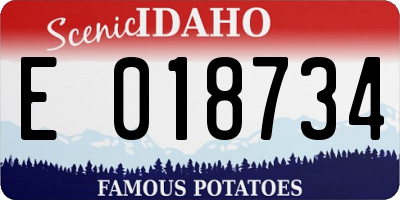 ID license plate E018734