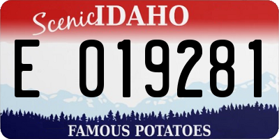 ID license plate E019281