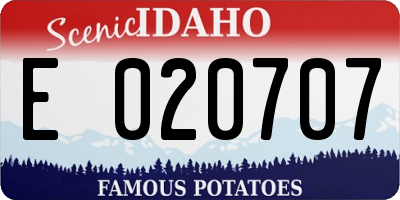 ID license plate E020707