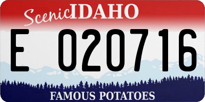 ID license plate E020716