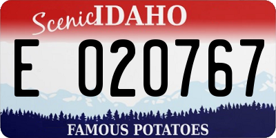 ID license plate E020767