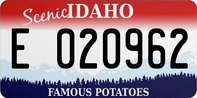 ID license plate E020962