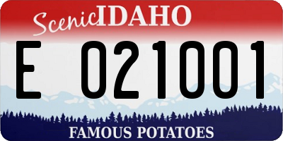 ID license plate E021001