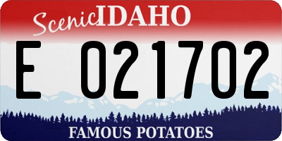 ID license plate E021702