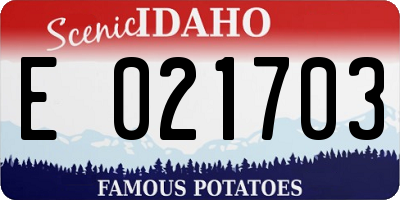 ID license plate E021703