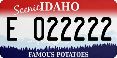 ID license plate E022222