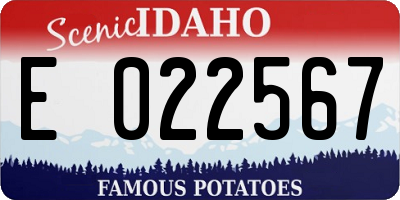 ID license plate E022567