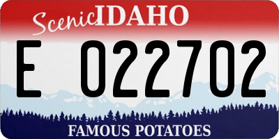 ID license plate E022702