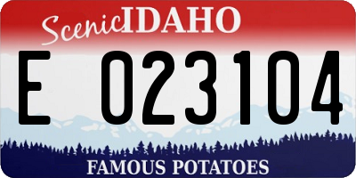 ID license plate E023104