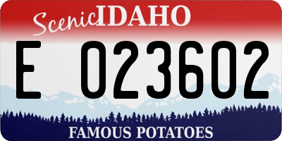 ID license plate E023602