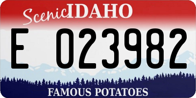 ID license plate E023982