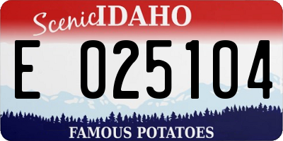 ID license plate E025104