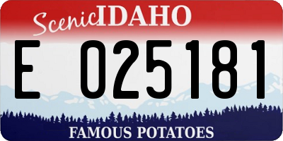 ID license plate E025181