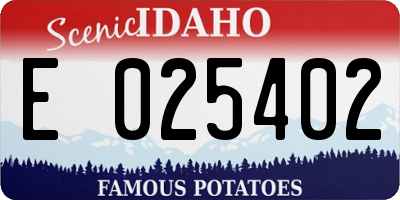 ID license plate E025402