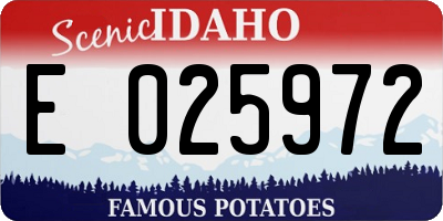 ID license plate E025972