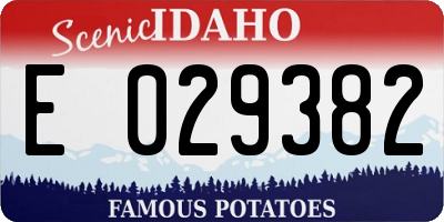ID license plate E029382