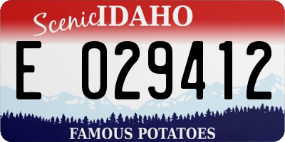 ID license plate E029412