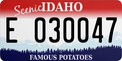 ID license plate E030047