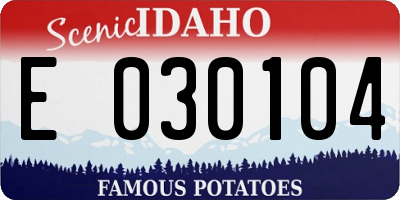 ID license plate E030104