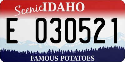 ID license plate E030521