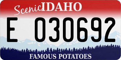 ID license plate E030692