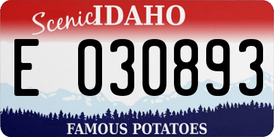 ID license plate E030893