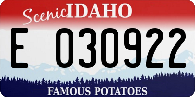 ID license plate E030922